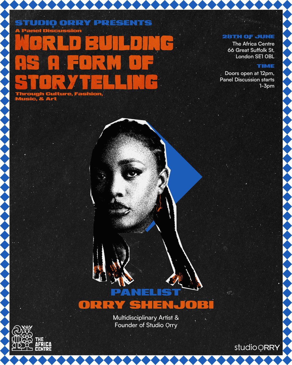 MEET THE PANELIST

Join Orry Shenjobi at the insightful panel discussion.

🔗 Join the waitlist now -  eventbrite.co.uk/e/world-buildi…

🎤 World-Building as a Mode of Storytelling: Through Culture, Fashion, Music &amp; Art
📍 June 28 | 12–3PM | <a href="/TheAfricaCentre/">The Africa Centre</a>