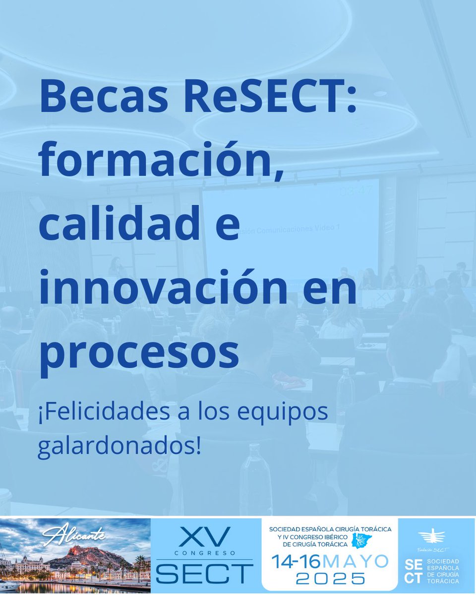 🟦 Becas ReSECT: formación, calidad e innovación en procesos

🔬 Las becas ReSECT premian el compromiso con la calidad asistencial y la formación continua. Estos proyectos suponen un paso más hacia una cirugía torácica más segura, eficiente y centrada en el paciente.