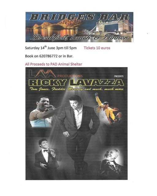 Sábado 14 de junio, organizado por nuestro gran amigo Jack Watson. Una gran ayuda para nuestros #perros.
¡¡No dudes en reservar!!

Saturday 14th June, organized by our great friend Jack Watson. A great help for our #dogs.
Don't hesitate to book!!

952 93 19 60