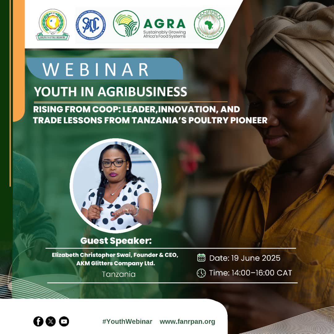 Join <a href="/FANRPAN/">Food, Agric. & Nat. Res. Policy Analysis Network</a> <a href="/AGRA_Africa/">AGRA - Sustainably Growing Africa’s Food Systems.</a> <a href="/SADC_News/">SADC Secretariat</a> <a href="/jumuiya/">East African Community</a> &amp; <a href="/ElizabethSwai/">Elizabeth Swai</a> for an insightful webinar #youth #Agriculture #agribusiness <a href="/YpardAfrica/">YPARD Africa</a> <a href="/SadcYouthNet/">Sadc youth network</a> <a href="/SADCYouthParly/">Southern Africa Youth Parliament (SAYP)</a> <a href="/AUYouthProgram/">African Union Youth Program</a> <a href="/fighting_unempl/">Fighting Youth Unemployment</a> 
Date: 19 June 2025
Time: 14:00 -16:00 CAT
Register here
us06web.zoom.us/meeting/regist…