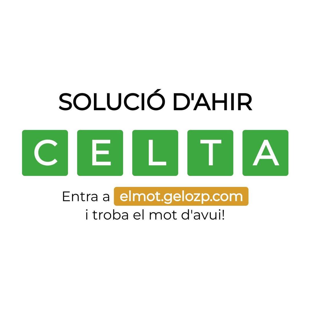 La solució d’ahir era CELTA. La vas encertar?
Entra a elmot.gelozp.com i troba la paraula d’avui!

#ElMot #WordleCAT
