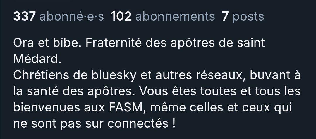 Comme le compte <a href="/Ora_et_Bibe/">La FASM</a> a l'air inactif sur ce réseau, je vous informe qu'une Fasm aura lieu vendredi 27 juin à Paris🥂