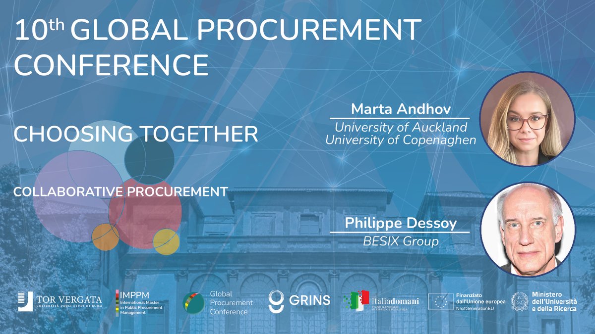 IntMasterProcurement (@masterippm) on Twitter photo Thrilled to highlight the "Choosing Together" session on Collaborative Procurement at #GPC2025 in Rome (July 3-4).
Marta Andhov (@UniOfAuckland / <a href="/UCPH/">UCPH</a>)
Philippe Dessoy (@BESIXGroup)
More โถ๏ธ: globalprocurement.org/2025- #Procurement #Collaboration #Rome <a href="/GustavoPiga/">Gustavo Piga</a> <a href="/AnnalisaCaste/">Annalisa Castelli</a> Thrilled to highlight the "Choosing Together" session on Collaborative Procurement at #GPC2025 in Rome (July 3-4).
Marta Andhov (@UniOfAuckland / <a href="/UCPH/">UCPH</a>)
Philippe Dessoy (@BESIXGroup)
More โถ๏ธ: globalprocurement.org/2025- #Procurement #Collaboration #Rome <a href="/GustavoPiga/">Gustavo Piga</a> <a href="/AnnalisaCaste/">Annalisa Castelli</a>