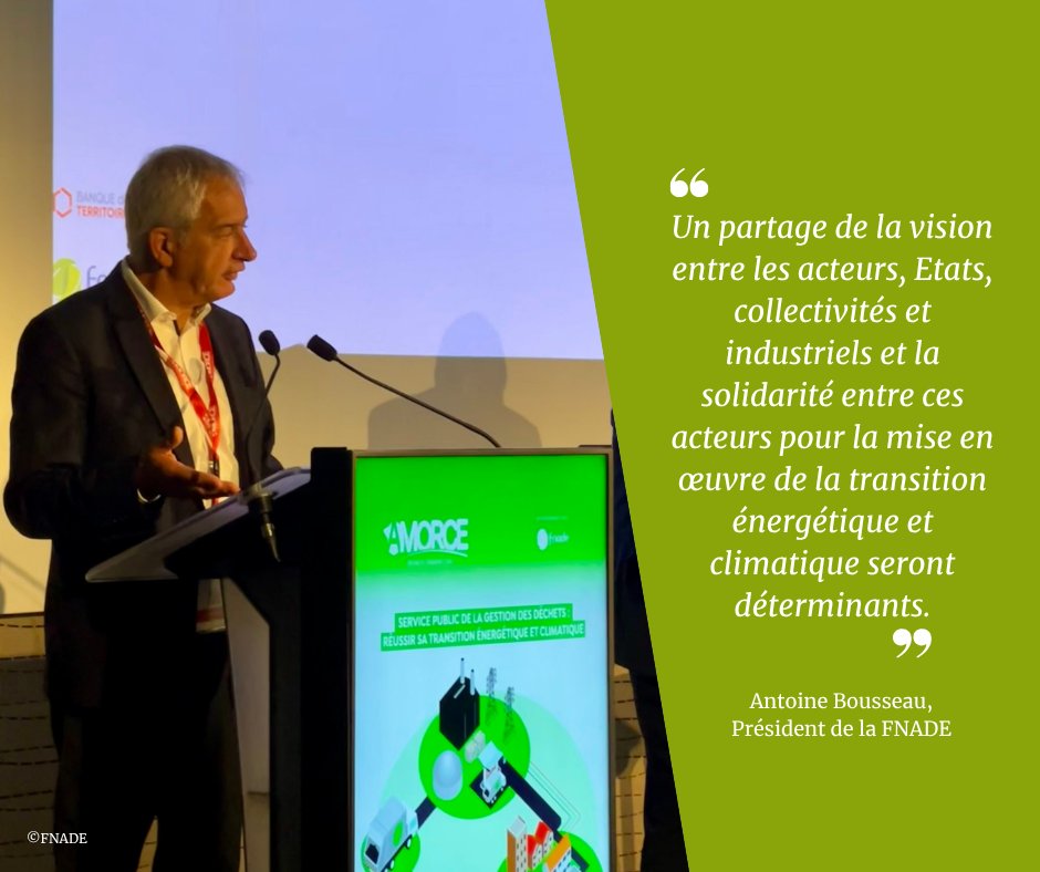 #ColloqueDéchetsAMORCE
Intervention introductive d'Antoine Bousseau, président de la , lors du Colloque Déchets Association AMORCE ce 11 juin ayant pour thème "Service public de la gestion des déchets : Réussir sa transition énergétique et climatique".