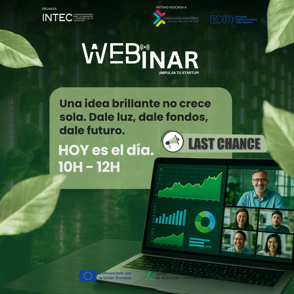 🌾 ¿Tienes una startup AgriFood?
💡 Aún estás a tiempo de sumarte al WEBINAR en vivo para acceder a inversión y apoyo 🚀

🕙 Hoy de 10H a 12H (hora España)
📢 ¡No es tarde para inscribirte!
🔗 Únete aquí 👉 us06web.zoom.us/meeting/regist…

#Startup #AgriFood #Innovación #Webinar