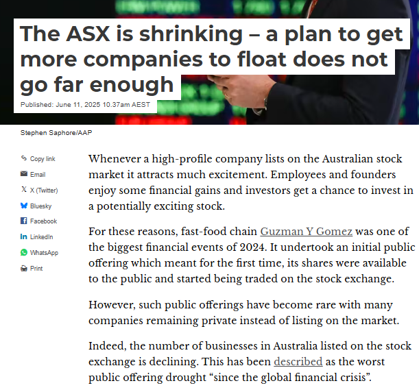 Mark Humphery-Jenner, PhD (@humpheryjenner) on Twitter photo We have something of an IPO drought... but why should we care and will ASIC's plan to solve it actually work?
theconversation.com/the-asx-is-shr… via <a href="/ConversationEDU/">The Conversation - Australia + New Zealand</a> We have something of an IPO drought... but why should we care and will ASIC's plan to solve it actually work?
theconversation.com/the-asx-is-shr… via <a href="/ConversationEDU/">The Conversation - Australia + New Zealand</a>
