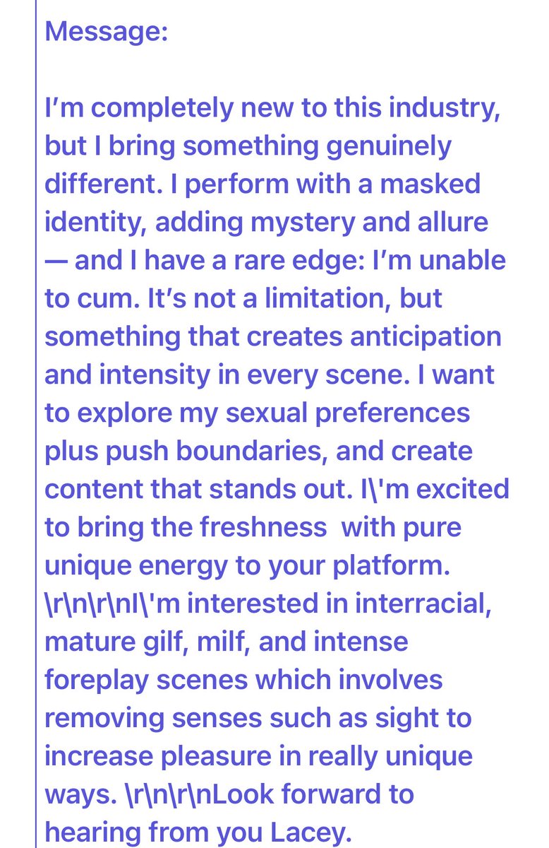 I was feeling a bit down when I woke up this morning, but then this (100% genuine) submission came through on my LaceyStarr.com website and it made me laugh so much! It’s cheered me up no end! xx