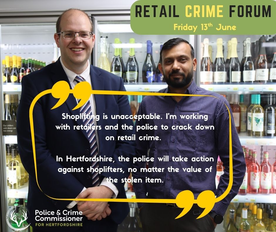 HertsPCC's tweet image. I'm working with retailers across Hertfordshire to crack down on retail crime.
Stay tuned for lots more content coming out from Friday's event.