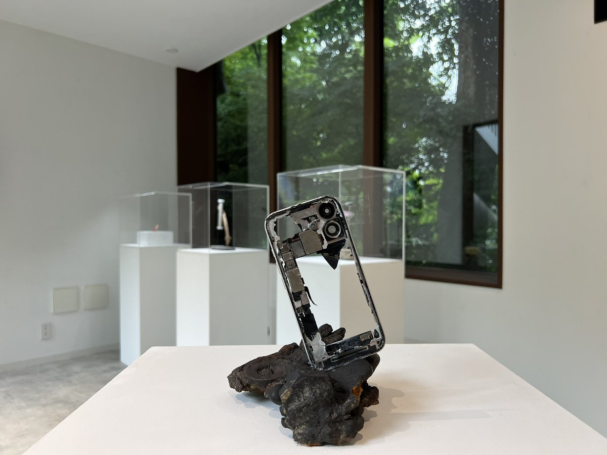 「センシング・ストリームズ」@東京日仏学院。緑に囲まれた建物の屋内外で展開する現代アート。写真では伝わりませんが、建築空間を生かした細井美裕の音の作品が人の微細な感覚を呼び起こすようで楽しい。石橋友也の「顕微鏡」や、大小島真木の神話を題材にしたインスタレーションも良かったです。