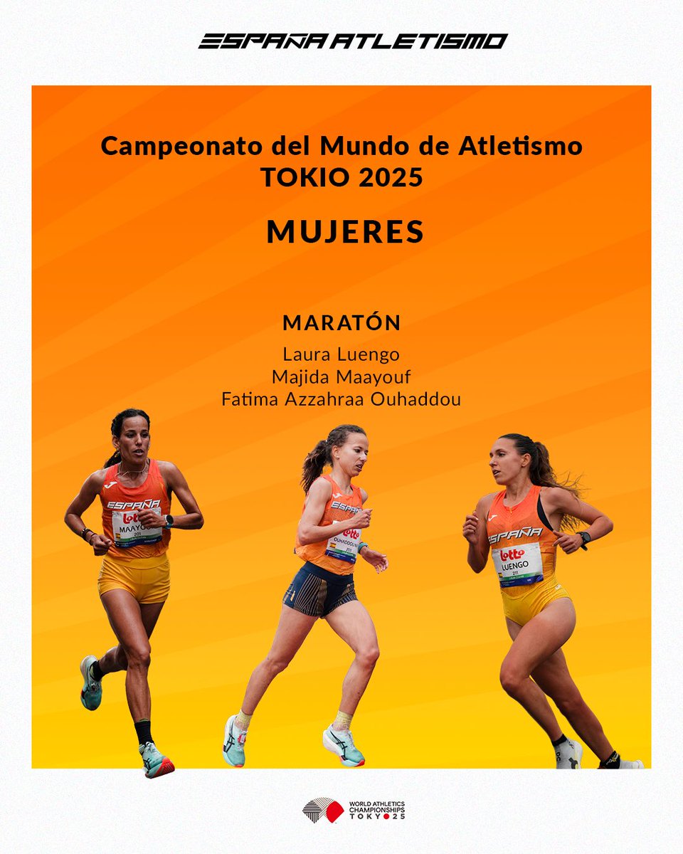 atletismoRFEA's tweet image. El Road to @WATokyo25 de #EspañaAtletismo empieza hoy 🤩

Marcha y maratón con campeones olímpicos, mundiales y europeos al Mundial de Tokio 😮‍💨

Conoce a los primeros 1️⃣5️⃣ atletas (9 🚺 y 6 🚹) que irán cargados de #PasiónPorCompetir a la gran cita del año 🌎 

Preselección 🔗…