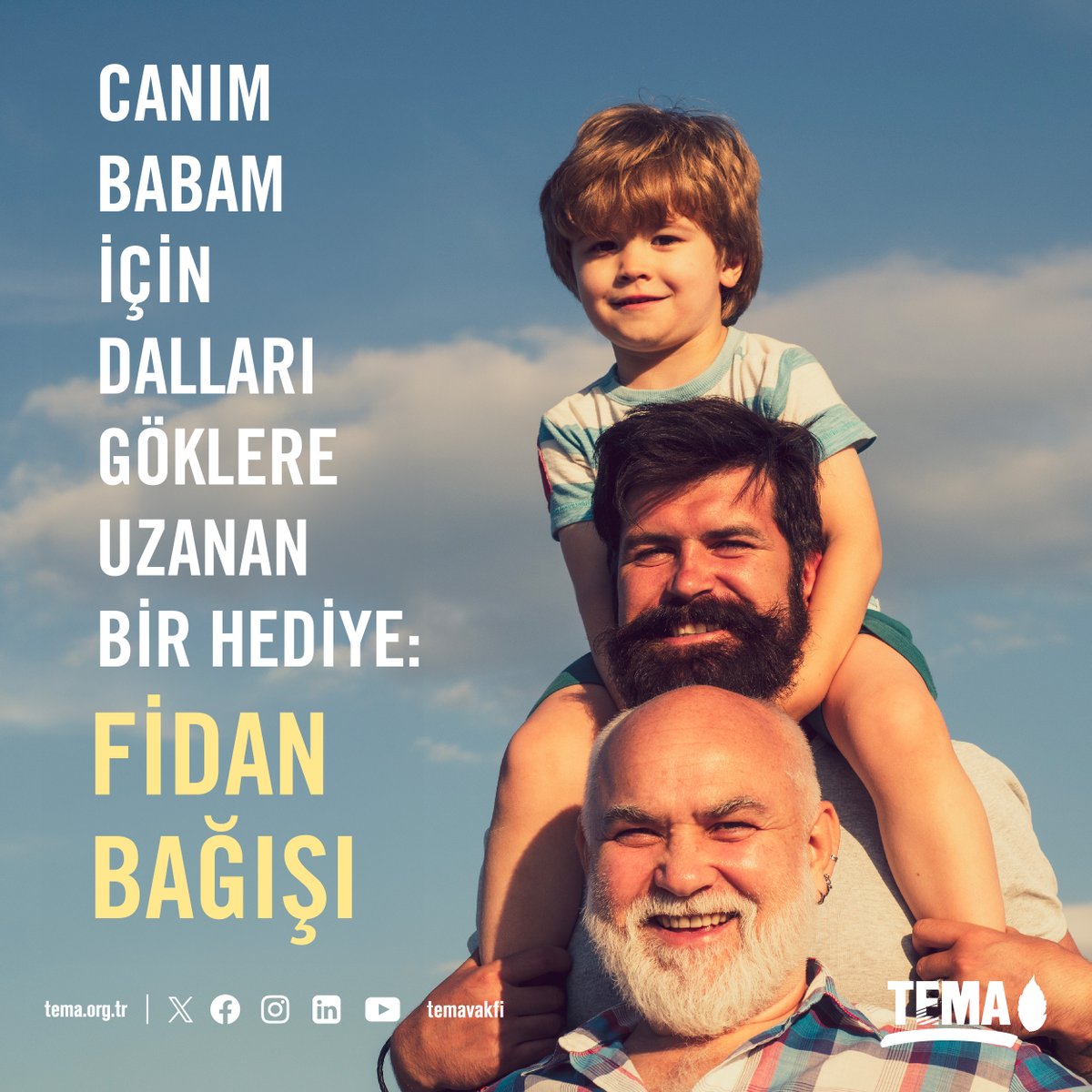 💚 Canım Babam İçin Dalları Göklere Uzanan Bir Hediye: Fidan Bağışı 

🌱 Babalar Günü’nde babanıza ve baba gibi gördüğünüz herkese hediyeniz fidan olsun.  

Bağış yapmak ve hediye sertifika göndermek için 👉🏻 tema.org.tr/babalar-gunu-s…

#BabalarGünü