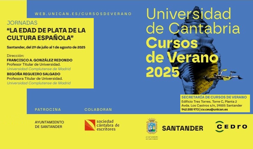 Bibliomates UCM (@bibliomatesucm) on Twitter photo JORNADAS: LA EDAD DE PLATA DE LA CULTURA ESPAÑOLA <a href="/cursosveranouc/">Cursos de Verano UC - @unican</a>
Con el prof. Francisco A. González Redondo, quien siempre organiza exposiciones muy interesantes en <a href="/bibliomatesUCM/">Bibliomates UCM</a>
🗓️29/07/2025 -01/08/2025, Santander
✍️Programa + matrícula: web.unican.es/cursosdeverano… JORNADAS: LA EDAD DE PLATA DE LA CULTURA ESPAÑOLA <a href="/cursosveranouc/">Cursos de Verano UC - @unican</a>
Con el prof. Francisco A. González Redondo, quien siempre organiza exposiciones muy interesantes en <a href="/bibliomatesUCM/">Bibliomates UCM</a>
🗓️29/07/2025 -01/08/2025, Santander
✍️Programa + matrícula: web.unican.es/cursosdeverano…