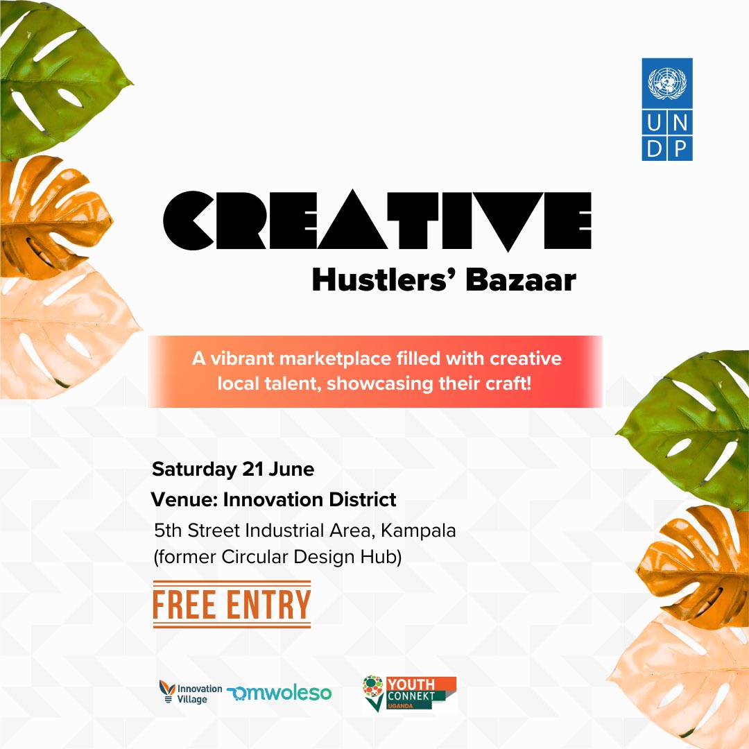 The Creative Hustlers’ Bazaar is more than just a marketplace, it’s a celebration of creativity, culture, and innovation 🎨💡

Come discover one-of-a-kind pieces, connect with brilliant minds, and experience Uganda’s dynamic creative space.🇺🇬

See you there!✨

#CreativesBazaar