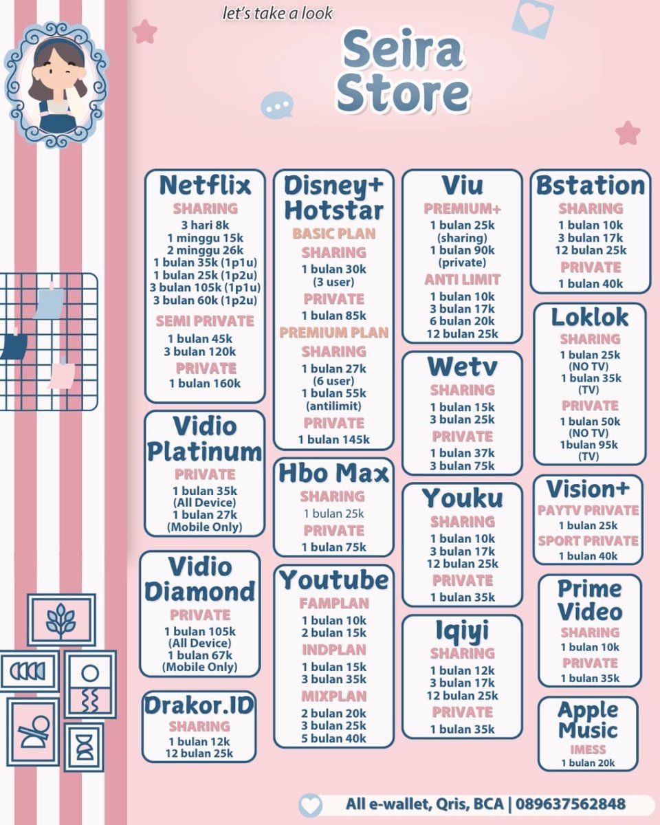 WTB WTS APP PREM JUAL VERSI PRO FULLGAR MURAH TERPERCAYA 

NETFLIX, DISNEY, VIU, WETV, HBO, IQIYI, YOUTUBE, BSTATION, YOUKU, GAGAOLALA, PRIME, VIDIO, CANVA, PICSART, WATTPAD, VISION+, DRAKOR ID DLL. SEMUA DURASI, BBY!

ORDER KESINI s.id/wa-seira 

 #zonauang