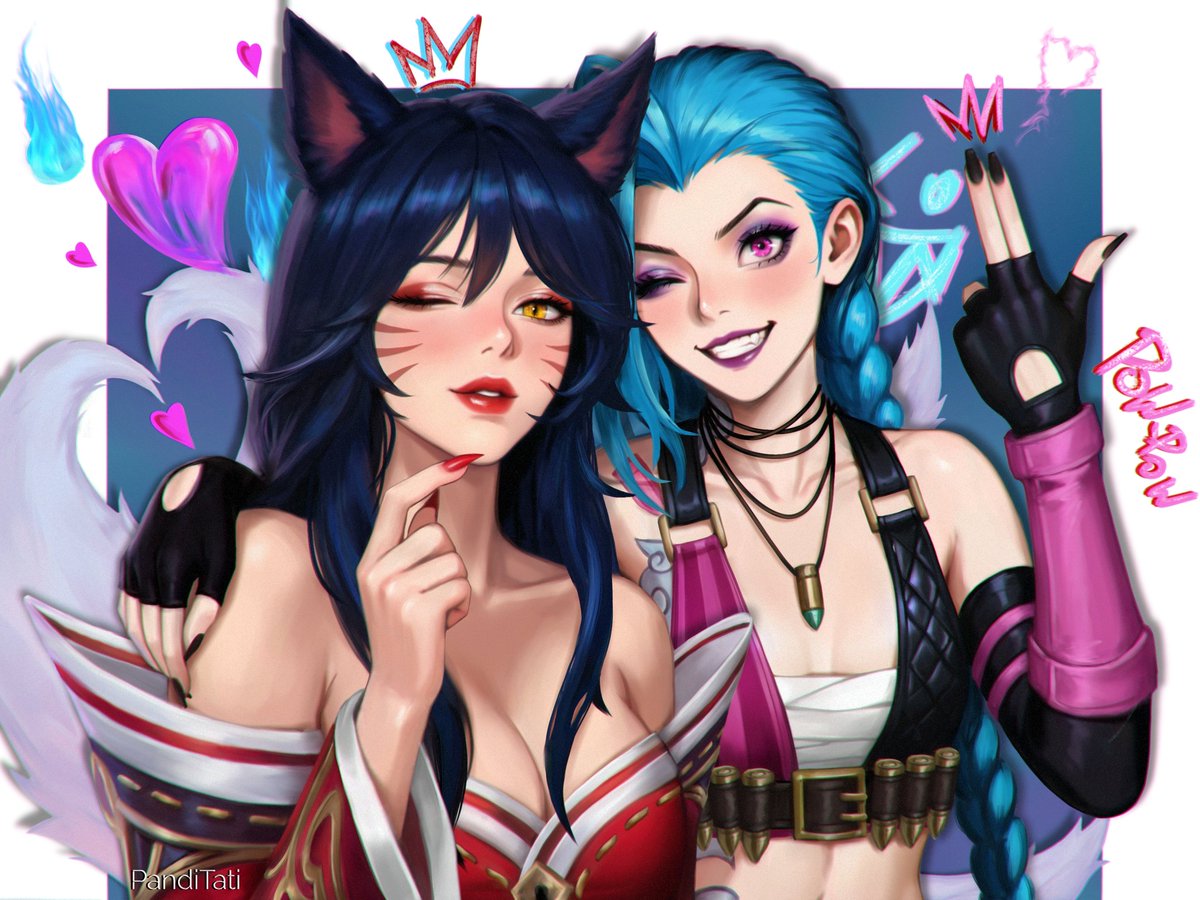 PandiTati's tweet image. Ahri & Jinx for lovely @jinxedahri
#Ahri #Jinx #LeagueOfLegends