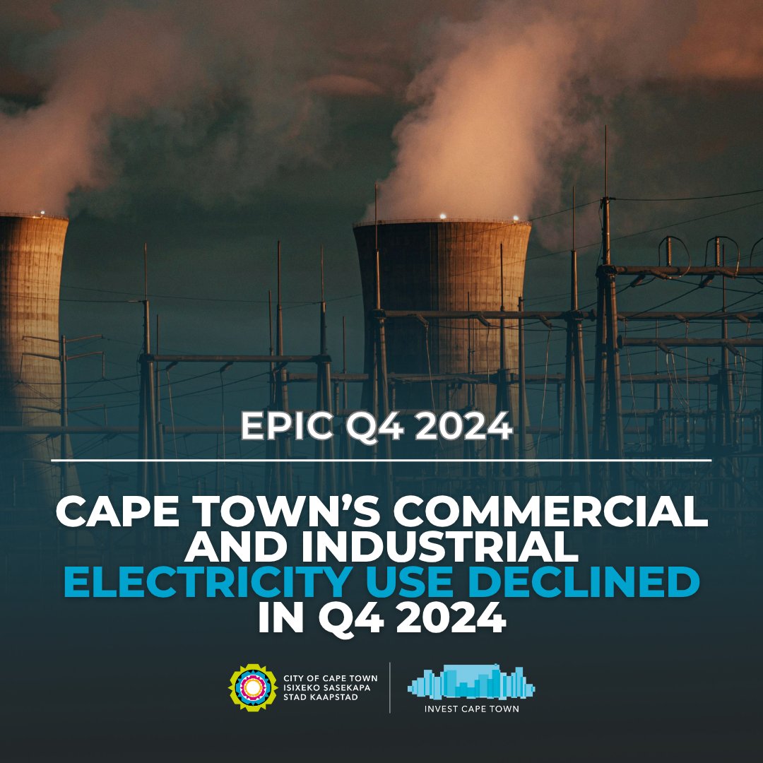 Dip in electricity usage signals a slowdown in manufacturing.

But there’s opportunity in green innovation. Cape Town is ready for smart, sustainable industry.

#GreenCapeTown #InvestInInnovation