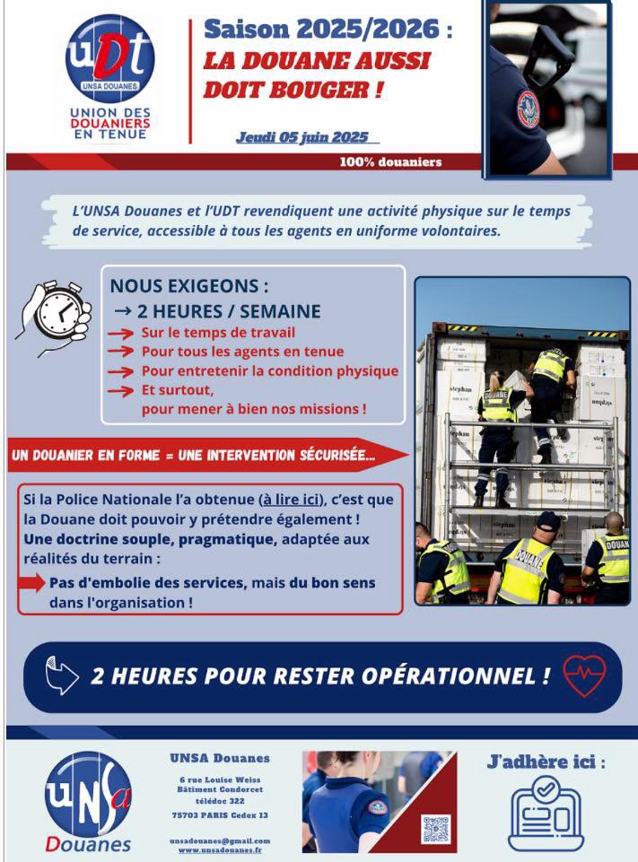 La douane doit aussi bouger : activité physique sur temps de service ! #unsadouanes
unsadouanes.fr/fr/sport_douan…