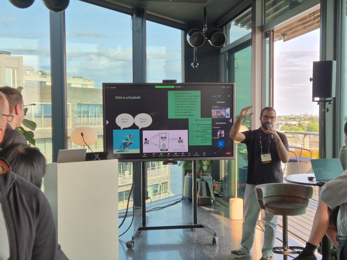 CASTORHorizon's tweet image. @CASTORHorizon was at the @TrustedComputin meeting. @UBITECH_GR presented our latest work on DAA hinTS - threshold signatures for secure, anonymous, and verifiable attestation across edge platforms. 

Discover CASTOR: castorhorizon.eu

#TCG #Cybersecurity #HorizonEurope