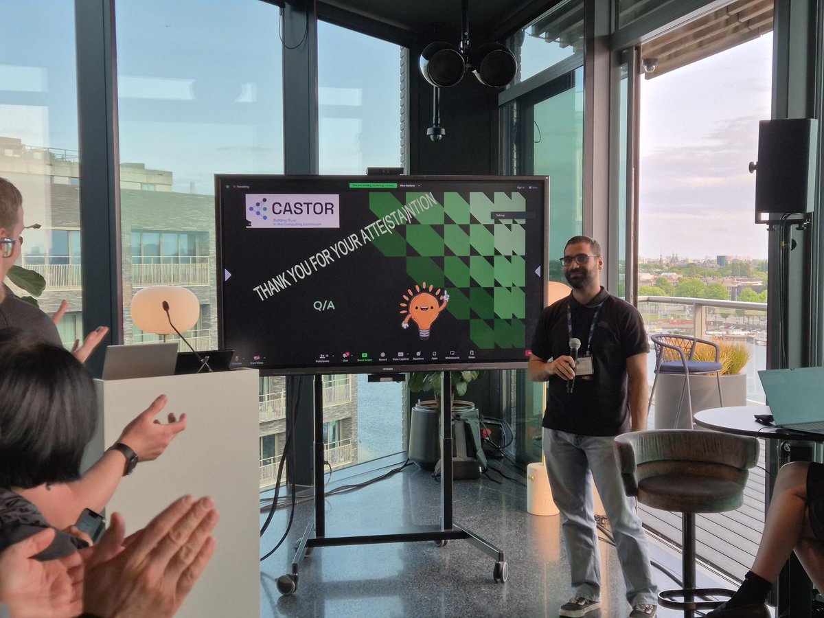 CASTORHorizon's tweet image. @CASTORHorizon was at the @TrustedComputin meeting. @UBITECH_GR presented our latest work on DAA hinTS - threshold signatures for secure, anonymous, and verifiable attestation across edge platforms. 

Discover CASTOR: castorhorizon.eu

#TCG #Cybersecurity #HorizonEurope