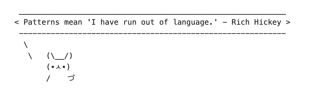 theo💅.eth (@teawaterwire) on Twitter photo seeing <a href="/coderabbitai/">CodeRabbit</a> giving us a Rich Hickey quote... 100 points gryffindor!
pd: i miss Clojure 🥲 seeing <a href="/coderabbitai/">CodeRabbit</a> giving us a Rich Hickey quote... 100 points gryffindor!
pd: i miss Clojure 🥲