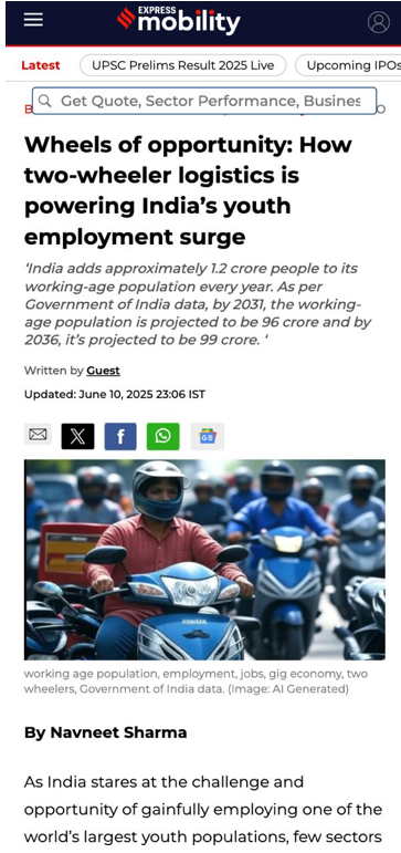 bongo_bondhu's tweet image. 👏Progressive states leading the way:
🌱Delhi, Kerala, Goa → Subsidised EVs for gig workers
🏥Rajasthan → Health insurance pilots
This decentralised leadership shows what’s possible with intent + innovation. #TwoWheelerLogistics #EVRevolution
financialexpress.com/business/expre…