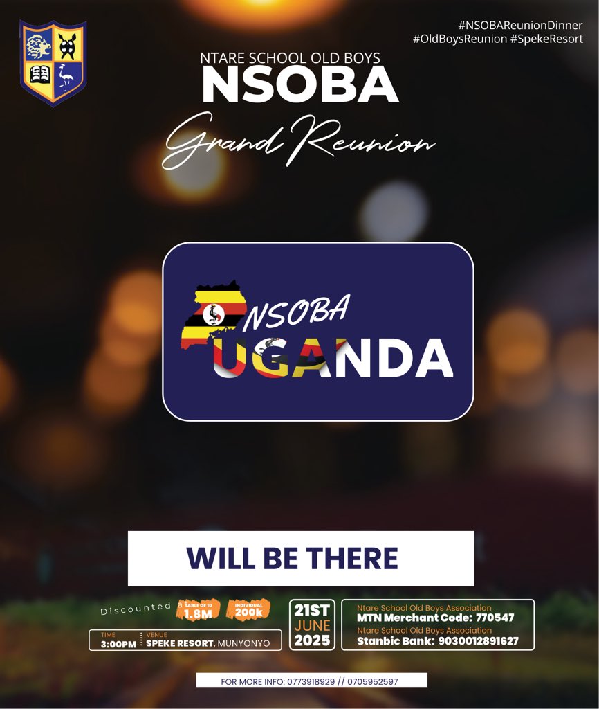 Ntare School (@ntare_school) on Twitter photo 👒Just incase you didn’t know, NSOBA RWANDA and NSOBA UGANDA will also be there😎 <a href="/NtareLouise/">Ntare Louisenlund School</a>
#NSOBADinner25 👒Just incase you didn’t know, NSOBA RWANDA and NSOBA UGANDA will also be there😎 <a href="/NtareLouise/">Ntare Louisenlund School</a>
#NSOBADinner25