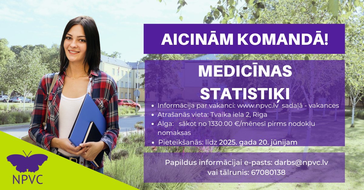 🟣🟢 Meklējam medicīnas statistiķi Medicīnas statistikas daļā.
 
 👉Vairāk par vakanci uzzini šeit: npvc.lv/vakances/
 
Dalies ar šo ziņu, ja zini kādu, kurš būtu ieinteresēts šajā piedāvājumā! 🙌
 
 #teirdarbs #vakance #darbiniekuatlase #nācstrādāt #psihiskāveselība