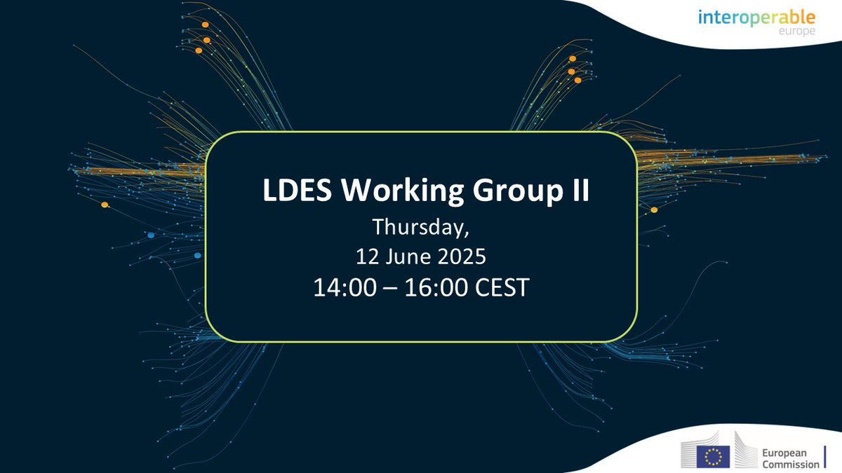 Reminder: The 2nd #SEMIC Working Group session on Linked Data Event Streams (#LDES) will take place tomorrow! Simply click on the link below to join it.

You can also find the recordings🎥and minutes of the onboarding and the first session there.
 
👉europa.eu/!YCmChX