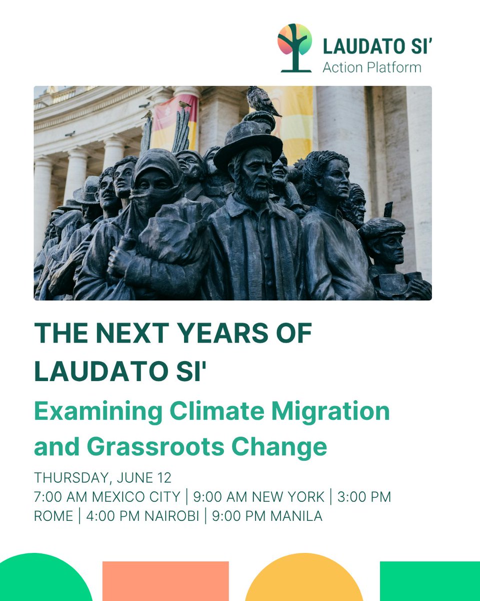 🌍 Join Tomorrow’s Webinar!

🌱 How do we put Laudato Si’ into action in the face of climate displacement &amp; labour injustice?
laudatosiactionplatform.org/event/the-next…

📅 Thursday, 12 June
 🕒 3 PM CEST
 🔗 Register here: bit.ly/laudatosievent