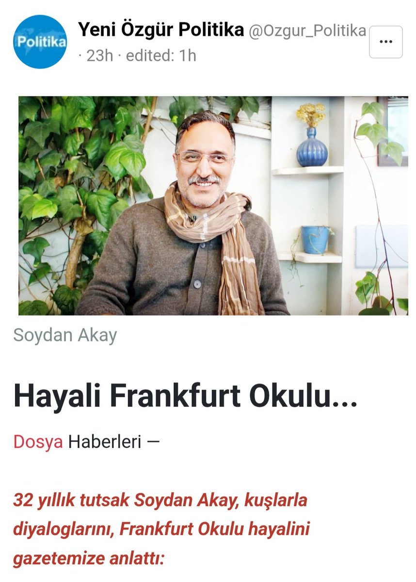 SoydanAkay1's tweet image. Yeni Özgür Politika'dan Gülcan Dereli ile söyleşimizin ikinci kısmı olan Frankfurt Okulu hayalime dair yazı yayında: justpaste.it/eh11u