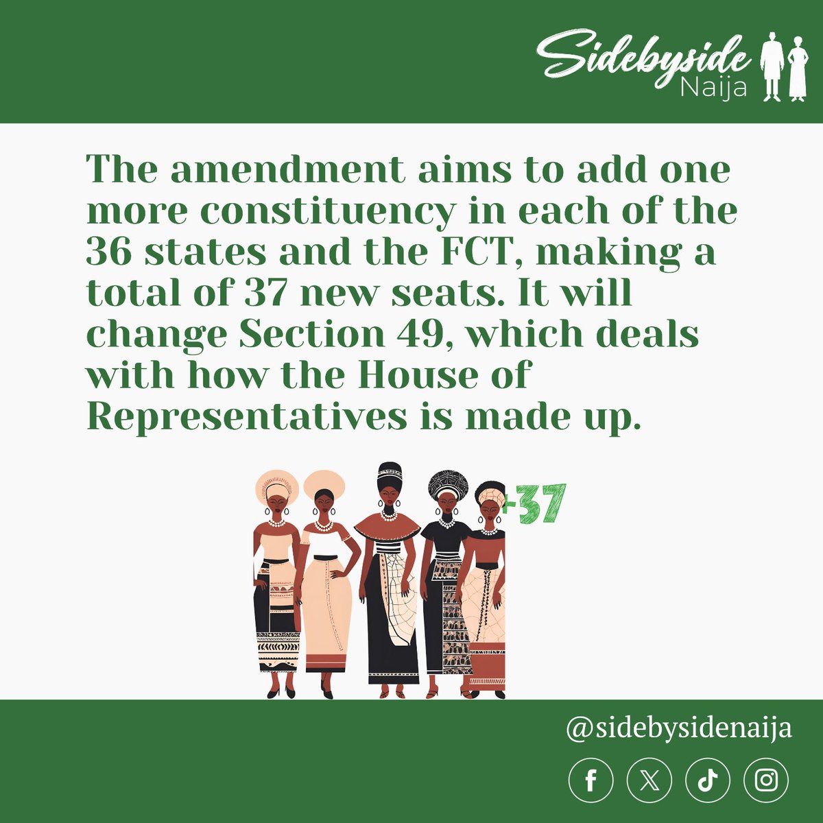 SideBySideNaija (@sidebysidenaija) on Twitter photo Do you really know what the Special Seats Bill is all about? Here’s a breakdown of key facts you need to understand better!
Let us work together.
sidebysidenaija.org/?auto_submit=t…
#HerSeat #SpecialSeatsReservedforWomen #HerSeat #SidebySideNaija #ReservedSeatsBill <a href="/CanHCNigeria/">Canada in Nigeria</a> Do you really know what the Special Seats Bill is all about? Here’s a breakdown of key facts you need to understand better!
Let us work together.
sidebysidenaija.org/?auto_submit=t…
#HerSeat #SpecialSeatsReservedforWomen #HerSeat #SidebySideNaija #ReservedSeatsBill <a href="/CanHCNigeria/">Canada in Nigeria</a>