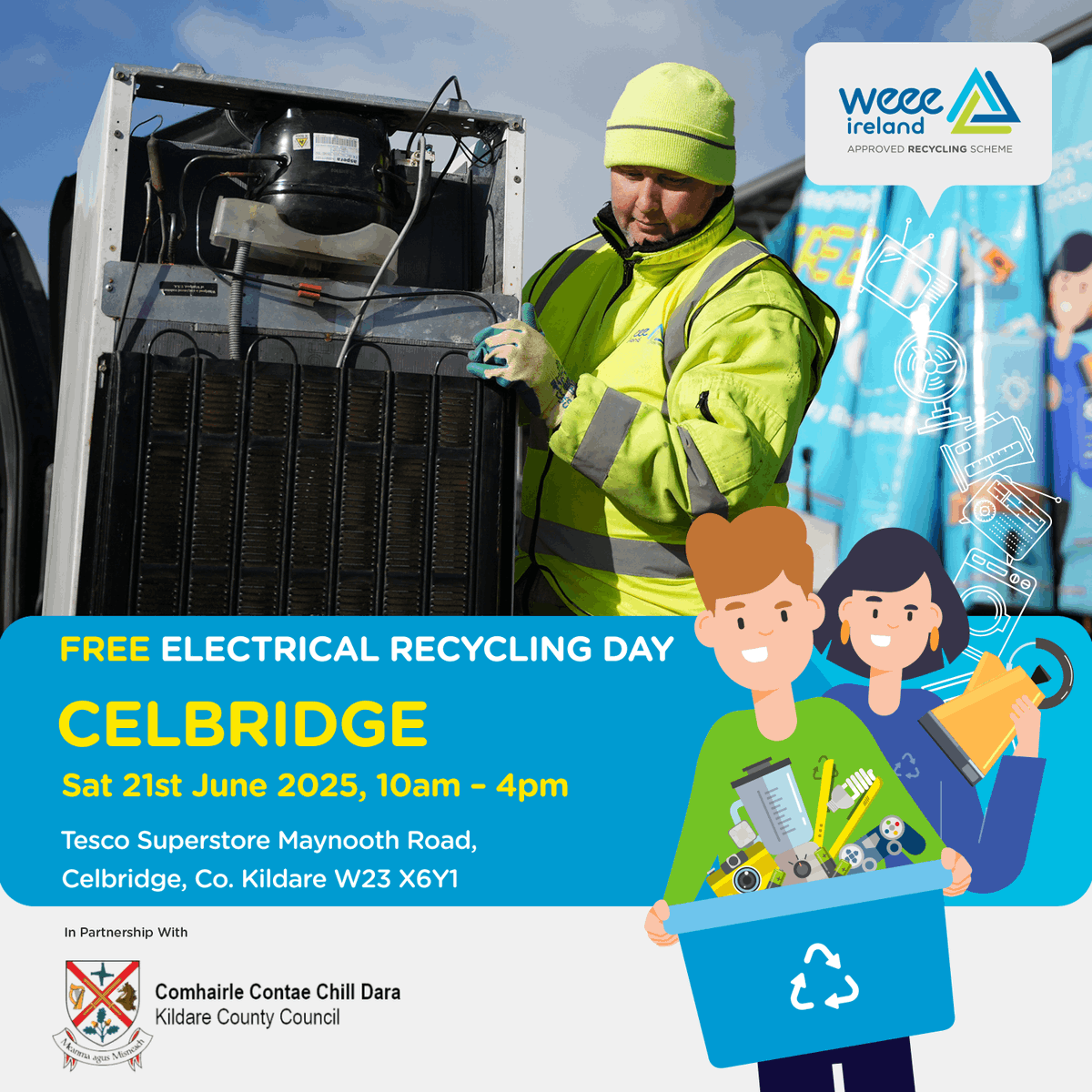 WEEE Ireland (@weeeireland) on Twitter photo Your next FREE collection for all WEEE items is in Celbridge, Co. Kildare at Tesco Superstore on Sat, 21st June 2025 from 10am - 4pm!♻️
WEEE recycle anything from your household with a plug or battery!
weeeireland.ie/household-recy…
<a href="/KMKMetals/">KMK Metals Recycling</a> <a href="/MyWasteIreland/">My Waste Ireland</a> Your next FREE collection for all WEEE items is in Celbridge, Co. Kildare at Tesco Superstore on Sat, 21st June 2025 from 10am - 4pm!♻️
WEEE recycle anything from your household with a plug or battery!
weeeireland.ie/household-recy…
<a href="/KMKMetals/">KMK Metals Recycling</a> <a href="/MyWasteIreland/">My Waste Ireland</a>