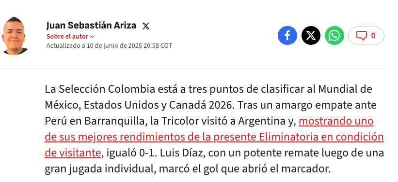 Colombia merece la clasificación automática al Mundial: ¡igualar 0-1 con Argentina es un verdadero prodigio, y más como visitante!