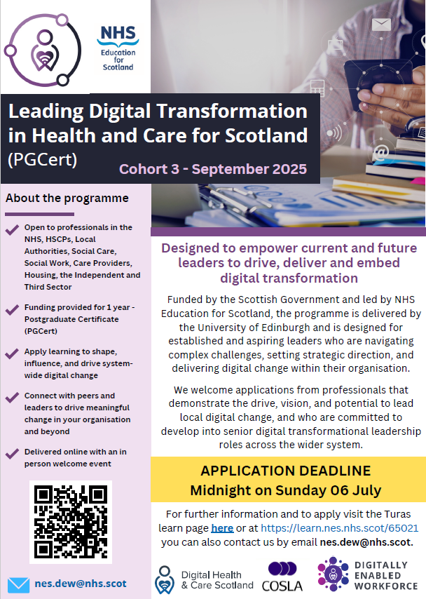 Exciting opportunity for anyone currently working in a health, social care, social work, or housing setting in Scotland. The Scottish Government is funding 28 places for participants to complete the 1-year Postgraduate Certificate, starting in September 2025. Further info⤵️