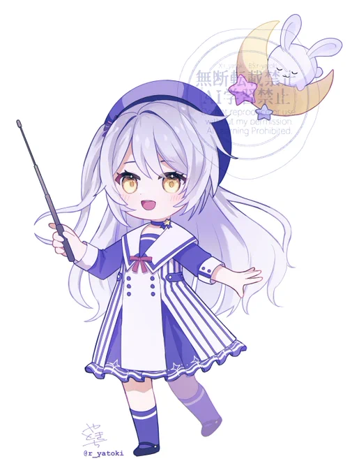 かいせつするよ!な感じの青星ましろちゃんを描きました #ましろのおえかき