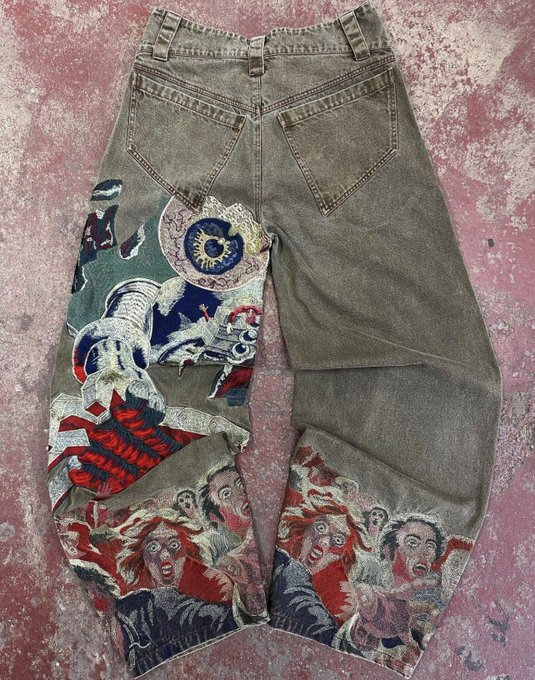 HardestFitPics's tweet photo. “Eyes of the world” Jeans by House of Error, 2023 https://t.co/vyGDHSfaon