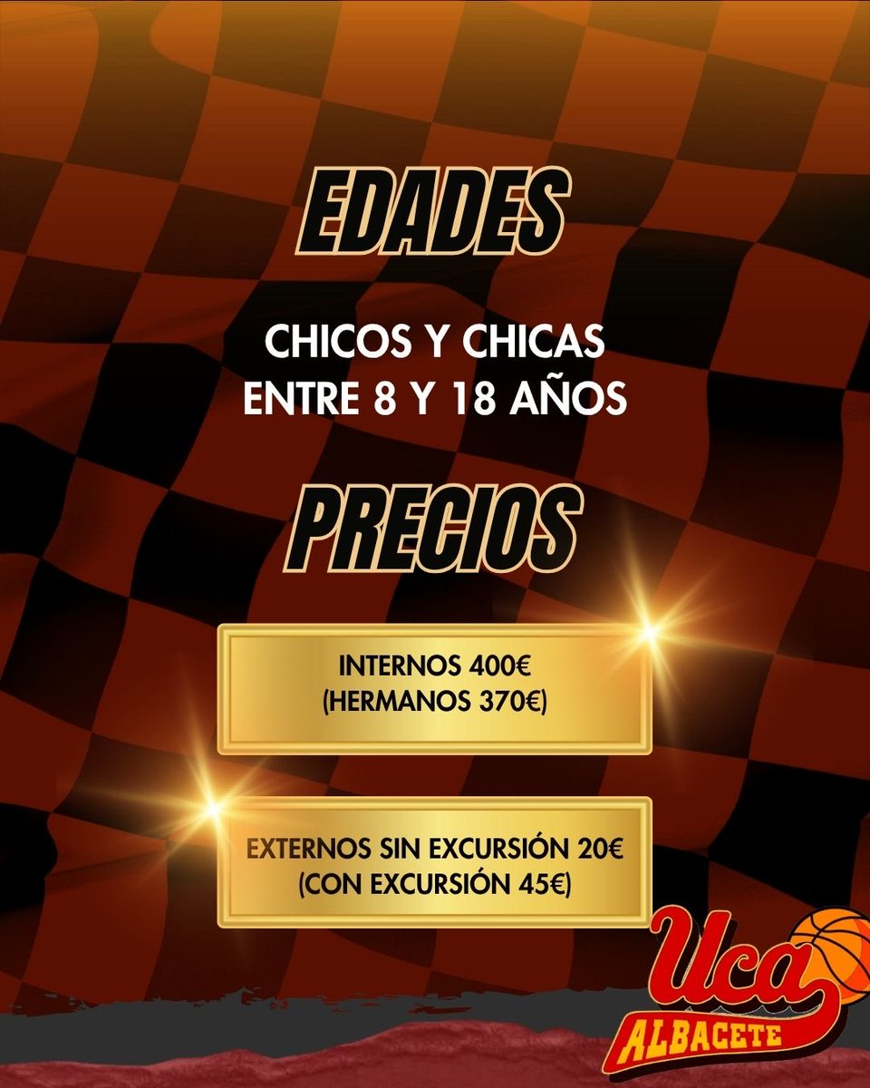 ucacb's tweet photo. 🏀☀️ ¡Vive el Campus CB UCA 2025!
Baloncesto, piscina, amigos… ¡y excursión a Playa Park! 🌊🎢

📍 Munera | 8-18 años
🎒 Internos: 400€ (hermanos 370€)
🎒 Externos: 20€ / 45€ con excursión

#CBUCA #SomosUCA https://t.co/0C3n1RSmKN