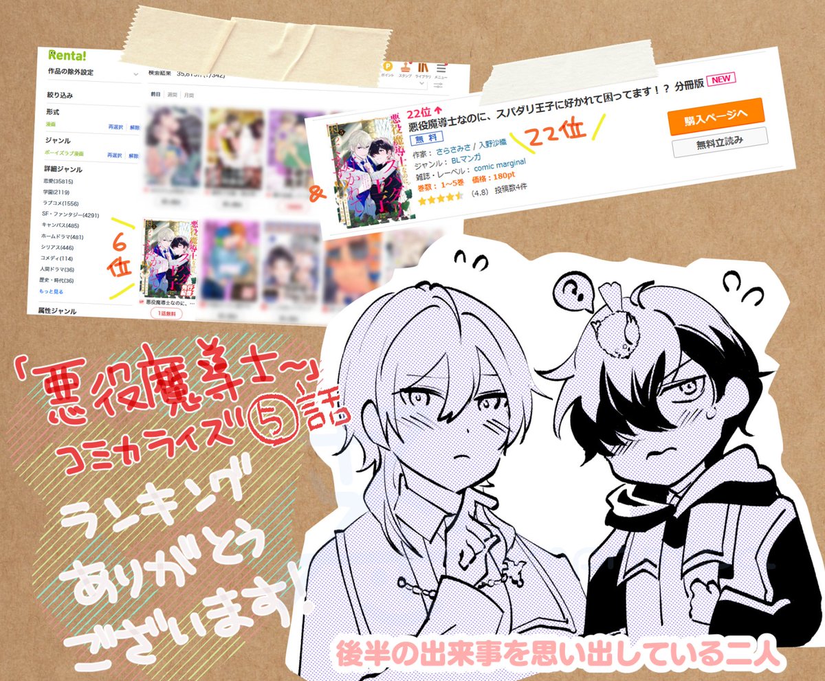 Renta!様で6⃣位&シーモア様で2⃣2⃣位だったそうです!ありがとうございます! 