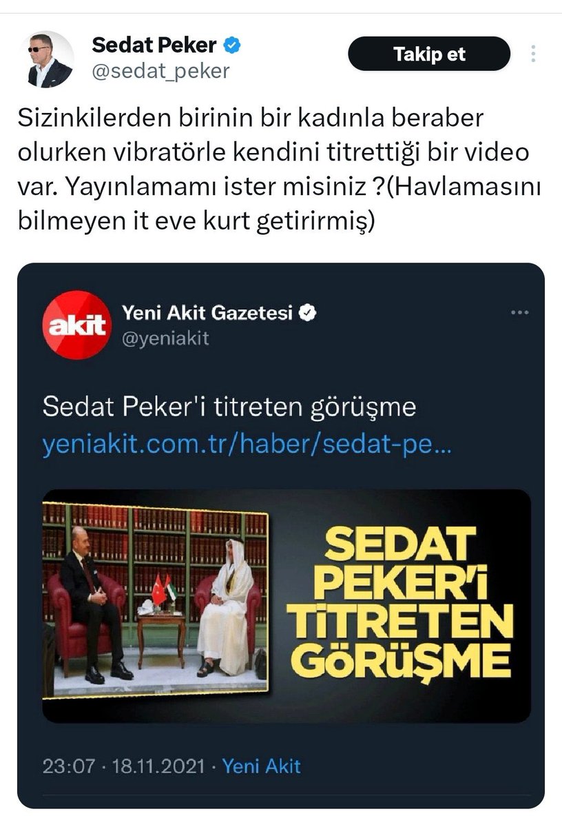 Sedat Peker’in, Yeni Akit gazetesiyle alakalı yapmış olduğu paylaşım yeniden gündem oldu.
