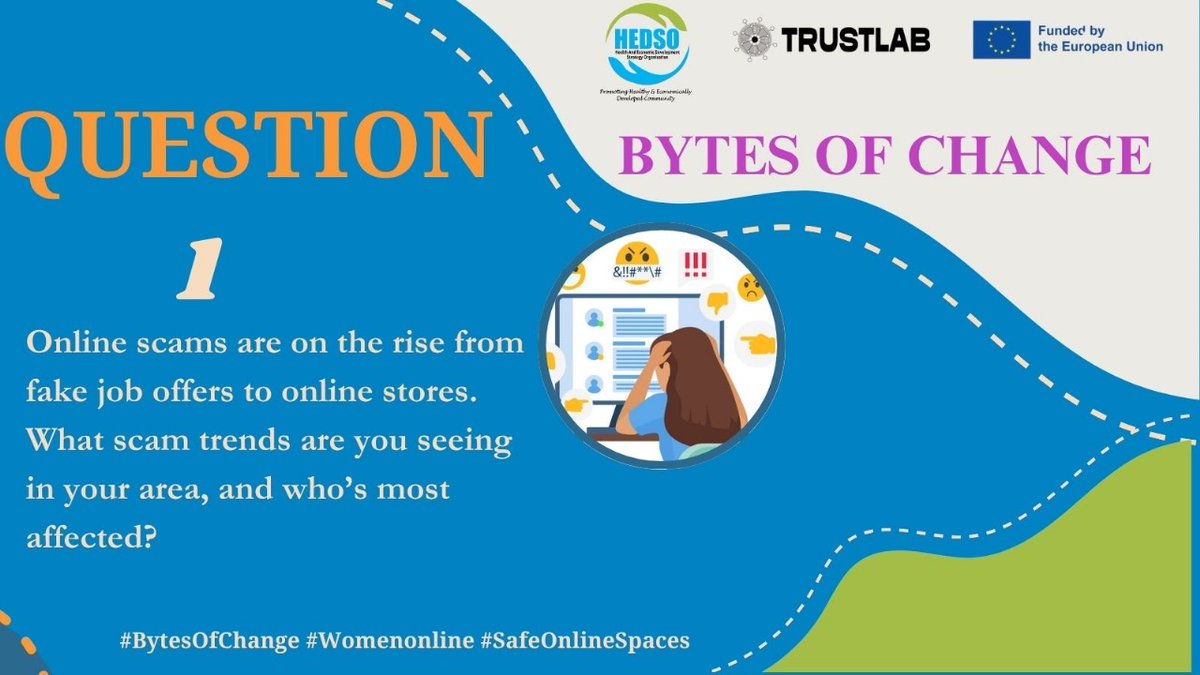HEDSOorg's tweet photo. That’s a wrap on today’s #BytesOfChange chat
Thank you for lending your voice to the conversation on scams, harassment, and exploitation in our digital spaces.
Let’s us be advocates for safer, more inclusive online communities.
#WomenOnline #SafeOnlineSpaces https://t.co/f6bZ7vgrOv