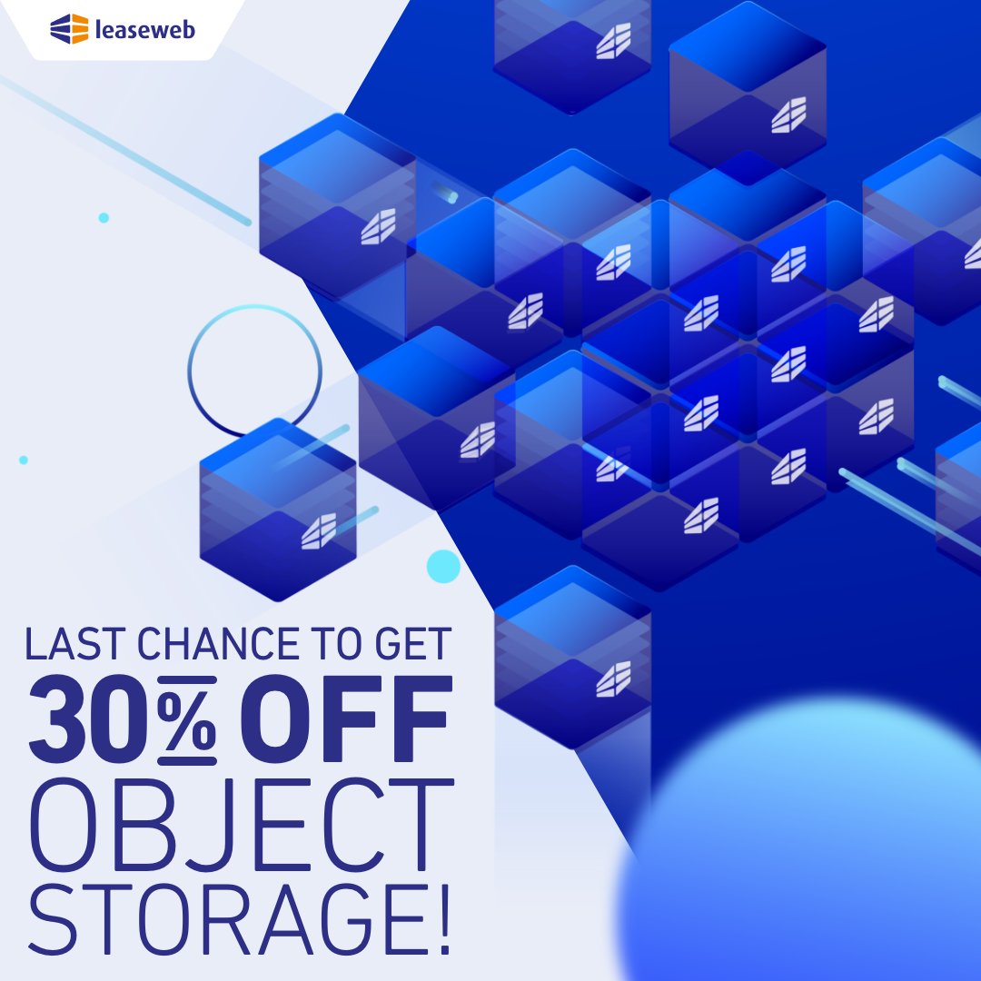 Secure 30% off your first year of Leaseweb Object Storage when you commit for 24 months. 

With scalable, secure, and cost-effective storage, your data is in good hands. 

Offer ends June 30th, 2025. 
eu1.hubs.ly/H0jl_kT0

#CloudStorage #TechDeals #Leaseweb #DataManagement