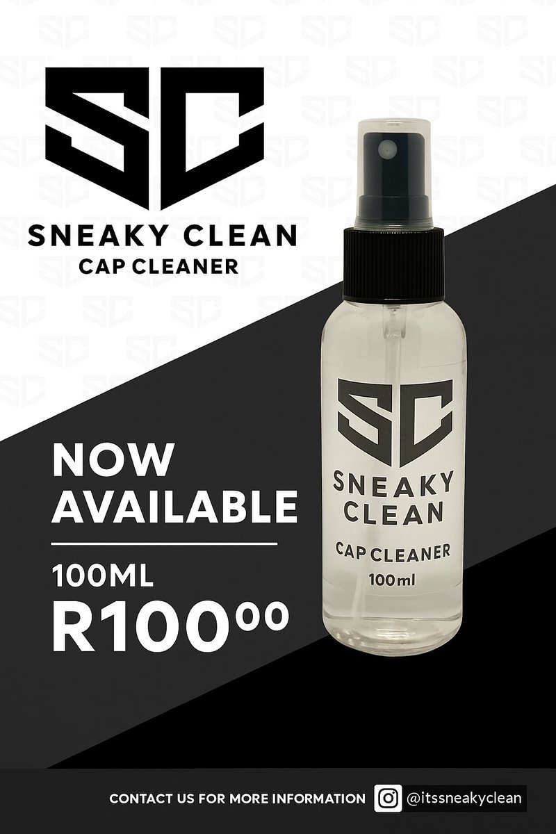lekkerlokal's tweet photo. 🧢✨ Keep your caps fresh with Sneaky Clean Cap Cleaner – just R100!
✔️ Removes sweat, dirt & stains
✔️ Safe for all fabrics
✔️ Easy spray-clean action
Shop now 👉 https://t.co/RINUW1lzRE
🇿🇦 Proudly SA | 💯 Quality
Follow @itssneakyclean 🔥
#SneakyClean #CapCare #LekkerLokal https://t.co/b45sGlhhEF
