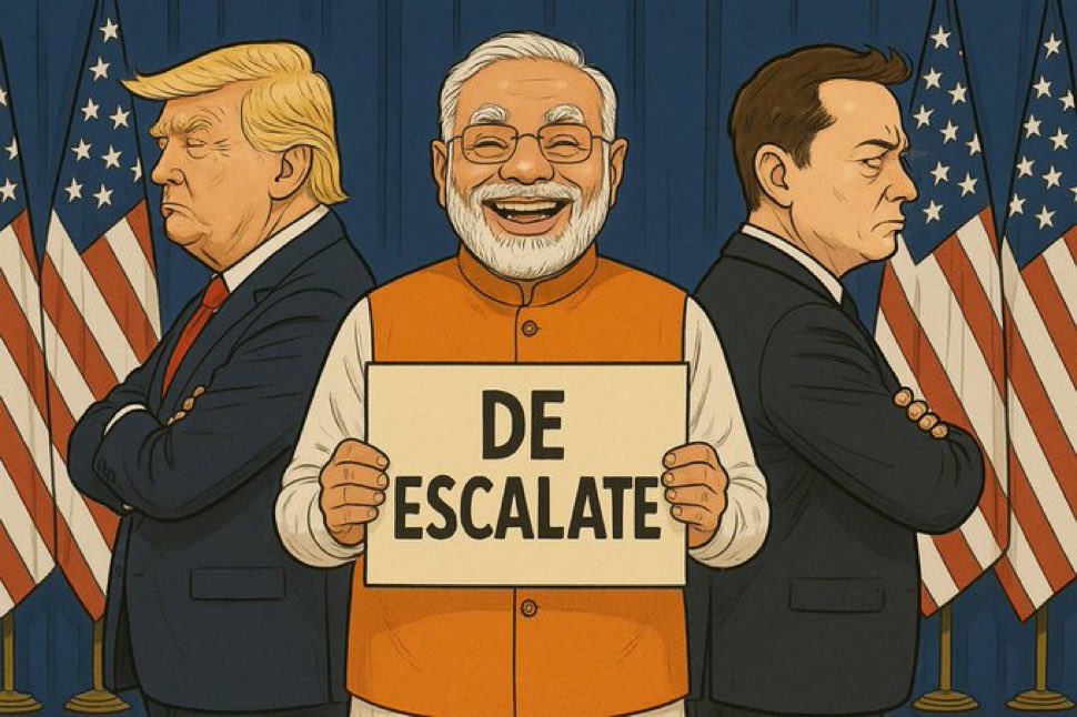 Modi stopping war between Donald Trump and Elon musk.