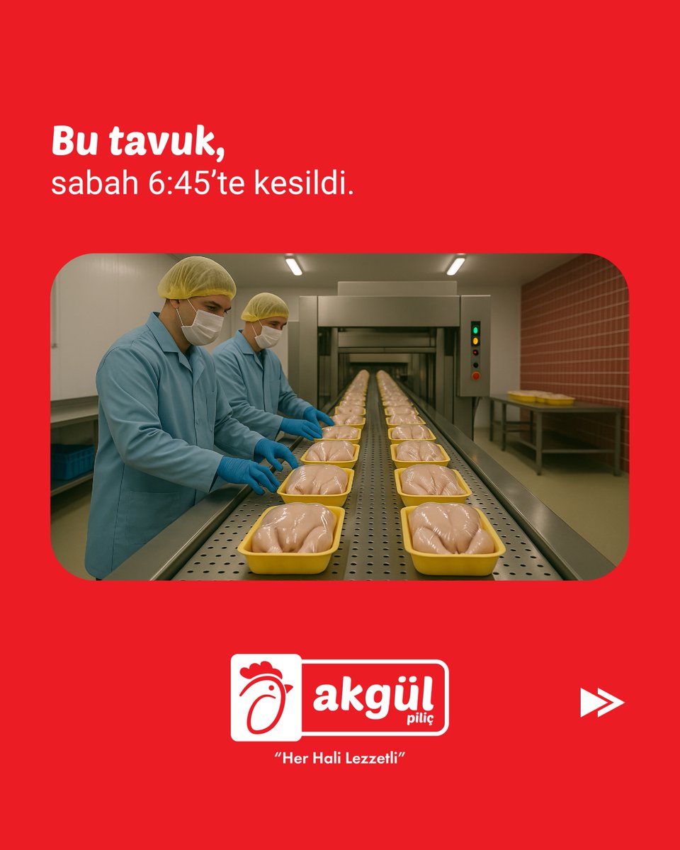 akgulpilicresmi's tweet photo. Siz uyanmadan hazır!
Bu tavuk, sabah 06:30’da kesildi.
Araçlara yüklendi ve 07:30’da yola çıktı.
Son olarak, 8:50'de mağaza raflarında yerini aldı.
Akgül Piliç | Tavuk değil, tazelik satıyoruz...
#AkgülPiliç #tazelik https://t.co/EcZQmrzZm5