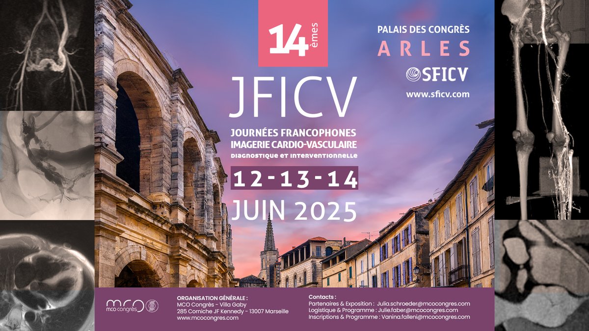 📢 #JFICV2025 de la #SFICV : J-1 ! 
Les JFICV - 14e Journées Francophones d’Imagerie Cardio-Vasculaire Diagnostique et Interventionnelle, c'est bientôt !

📅 12-14 Juin 2025 📍 Palais des Congrès, Arles
Programme 👉 sficv.com/congres/progra…
Inscription 👉 sficv.com/congres/inscri…
