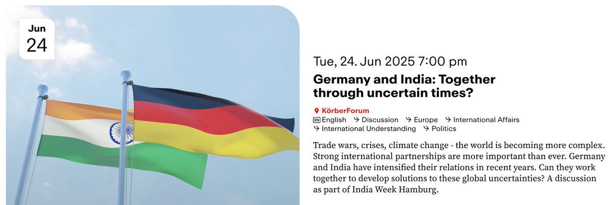 Kubernein Initiative (@kubernein) on Twitter photo 📢 Join <a href="/theidlethinker/">Ambika Vishwanath 🇮🇳</a> at the #IndiaWeekHamburg2025 where along with <a href="/priyankac19/">Priyanka Chaturvedi🇮🇳</a> & Erik Kurzweil she explores India & Germany's growing partnership in a world increasingly fraught with uncertainties & addresses a pertinent question: Can the two countries work together to find 📢 Join <a href="/theidlethinker/">Ambika Vishwanath 🇮🇳</a> at the #IndiaWeekHamburg2025 where along with <a href="/priyankac19/">Priyanka Chaturvedi🇮🇳</a> & Erik Kurzweil she explores India & Germany's growing partnership in a world increasingly fraught with uncertainties & addresses a pertinent question: Can the two countries work together to find
