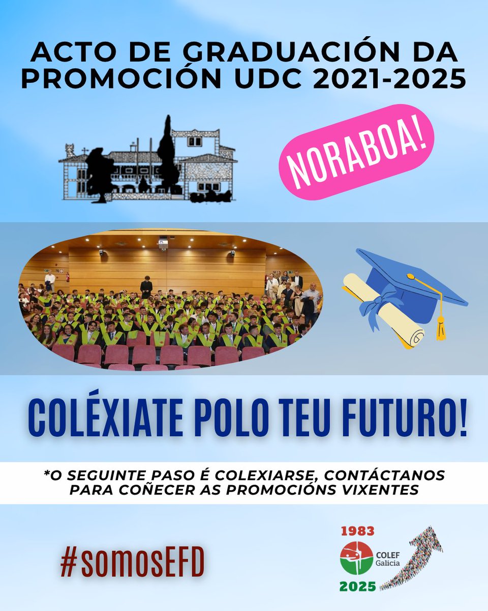 O COLEF Galicia estivo presente no Acto de Graduación da promoción 2021-2025 de CCAFD da Facultade de Bastiagueiro <a href="/Oficial_UDC/">UDC</a> 

Noraboa ás persoas recén egresadas e benvidas á vosa etapa profesional!
COLÉXIATE POLO TEU FUTURO!
colefgalicia.com/colexiarse-2/