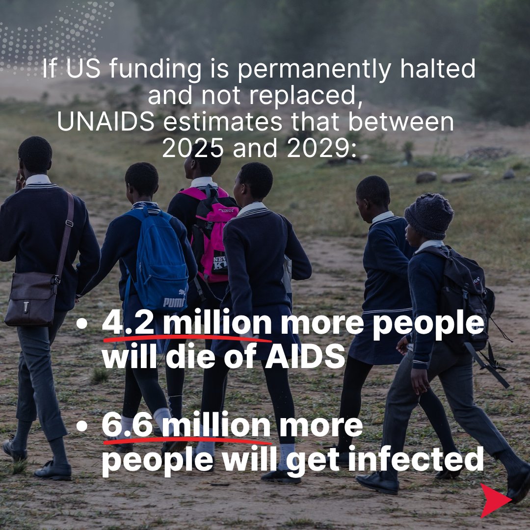 Without urgent investment, millions more people could face preventable HIV infections and AIDS-related deaths.​

Now is the time to recommit.​

Support UNAIDS. Donate now to deliver on the historic effort to #endAIDS.​

👉 unaids.org/en/donate​

#InvestInUNAIDS