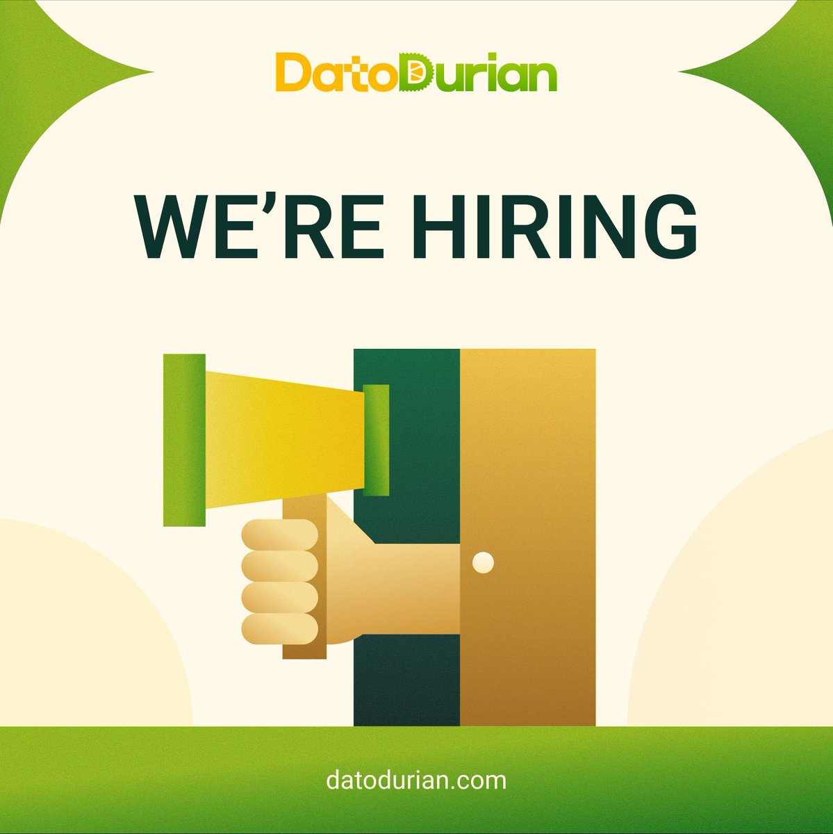 DatoDurian's tweet image. DatoDurian is Hiring! 🍈

We're looking to hire for a few roles:
- Full Stack Engineer
- Financial Executive (Asia)
- Sales Assistant &amp;amp; Manager
- Content Creator
- Moderator (Asia)

We're bringing the $20B durian industry onchain, and we need you! 

To apply: RT + Follow + DM us