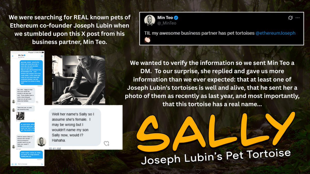 <a href="/AIonBase_/">AI on Base</a> The ticker is 
$SALLY- Joseph Lubin‘s Tortoise just live on eth

CA：
0xe16435A06d11D569D093640f99cF0a3022696272
#SALLY #ETH #MEME